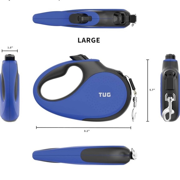TUG Blue and Black Retractable Dog Leash - Picture 1 of 6